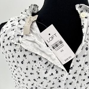 Loft Petite Eyelet Peplum Halter Shell Ruffle Neck Sleeveless Top - XS - NWT